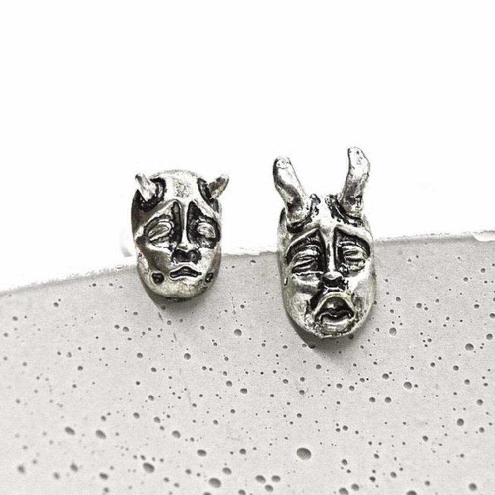 Silver Gothic Monster Ghoul Earrings